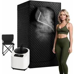 Upgraded Sauna Box, Portable Sauna for Home, Infrared Sauna for Relaxation, Portable Sauna with Upgraded 3L 1200W Steamer, Folding Chair, Black