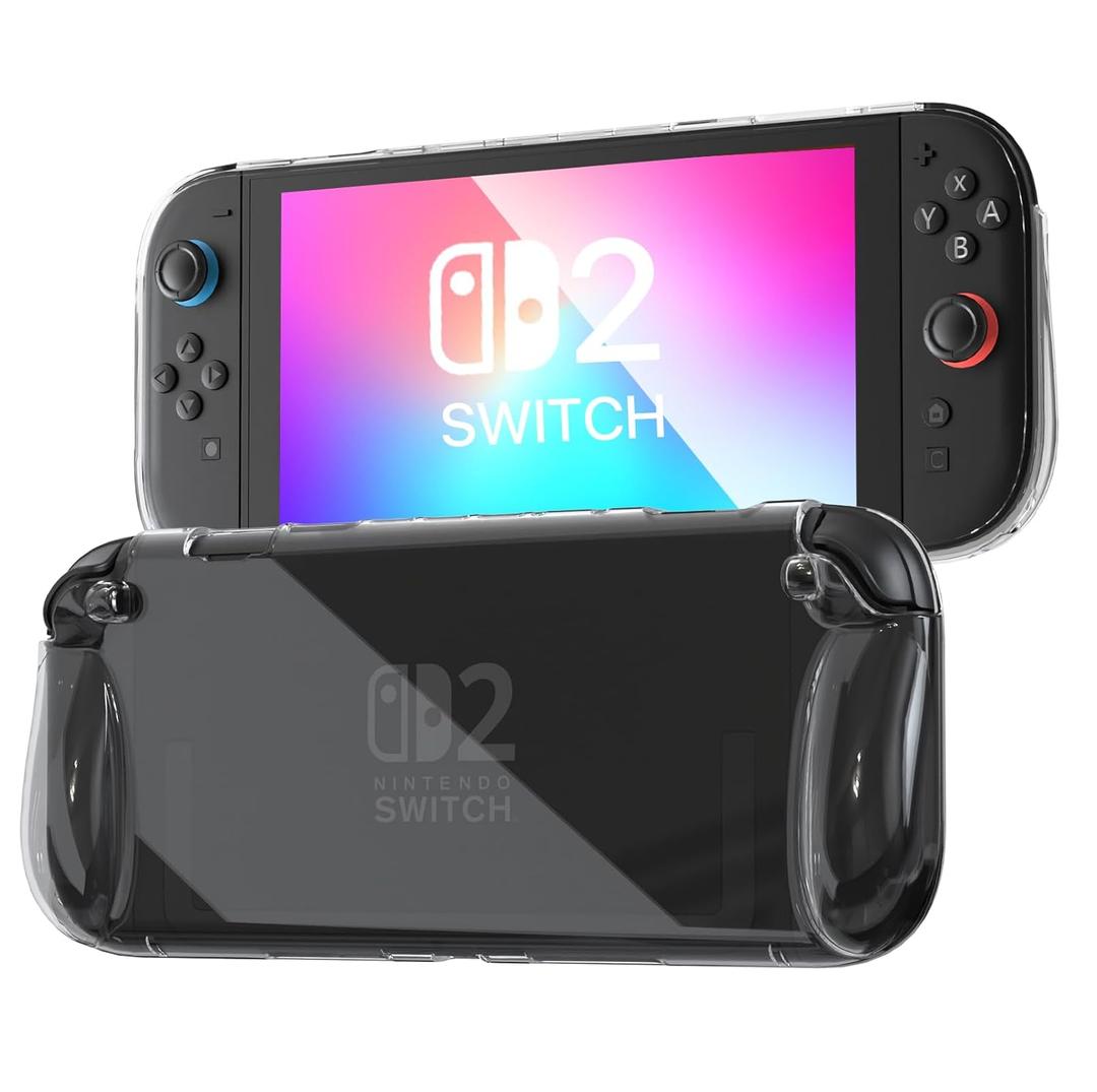 FIWWAT Switch Case for Nintendo Switch 2, Slim Clear Protective shell with Comfortable Grip Design, Soft TPU Shock-Absorption and Anti-Scratch Cover for Switch 2, Cute Sparkle Shining Skin - Black