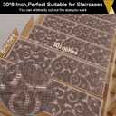 HEBE Carpet Stair Treads Non Slip 15 PCS 8" X 30" Edging Stair Runner for Wooden Steps Indoor Self Adhesive Stair Rugs Runners Reusable Staircase Step Treads Mat for Kids,Elders,Pets (Brown/Vines)