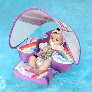 Swimbobo Baby Floats for Pool with Canopy Non Inflatable Soft Skin-Friendly Fabric Material Infant Swimming Pool Toys, 25 inches x 22 inches