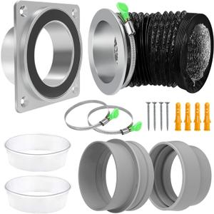 Magnetic Dryer Vent Connector Kit, DV180 Airtight Seal Magnetic Dryer Vent Coupling, Easy to Clean Dryer Vent Hose Quick Connector Including a 3.28ft 4" Duct & 2 Clamps