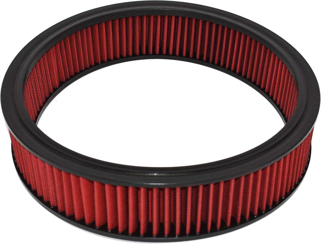 A-Team Performance 14x3 Air Filter Element - Red Round Cotton Fiber - Washable & Reusable High-Flow Filter - Compatible with Chevrolet, Buick, GMC, Ford, Mopar, Oldsmobile & Pontiac A-Team Performance 14x3 Air Filter Element - Red Round Cotton Fiber - Washable & Reusable High-Flow Filter - Compatible with Chevrolet, Buick, GMC, Ford, Mopar, Oldsmobile & Pontiac