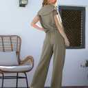 MEROKEETY Women 2 Piece Set Summer Outfits Sweatsuit Half Zip Cap Sleeve Sweatshirt Wide Leg Sweatpant Tracksuit Sets (XL)