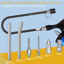 Pneumatic Grease Gun Kit 6000 PSI Heavy Duty 14 OZ Pistol Grip Grease Guns with 19" & 28" Spring Flex Hose,Quick Release Coupler,90 Degree Adapter,2 Needle Tips,2 Nozzles,2 Extension Tubes