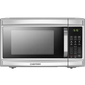 Chefman Countertop Microwave Oven, 1.3 Cu. Ft. Digital, Stainless Steel, 1000 Watts, with 6 Auto Menus, 10 Power Levels, Eco Mode, Memory, Mute Function, Child Safety Lock, Easy Clean Microwave Ovens