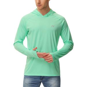 isnowood Sun Shirt UPF 50+ Men's Fishing Long Sleeve UV Protection Hoodie Hiking Rash Guard Swimming Running (Green)