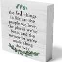 The Best Things in Life Wooden Box Sign Decorative Inspirational Quote Wood Box Sign Home Office Bedroom Decor Rustic Farmhouse Square Desk Decor Sign for Shelf 5 x 5 Inches