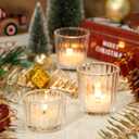 SUPMIND 24 Pcs Ribbed Clear Votive Candle Holders Glass Tea Light Candle Holder for Weddings, Baby Showers, Home Decor, Party Centerpieces, and Table Decoration