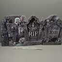 Blulu 8 Pieces Tombstone Yard Sign Halloween Sign Decoration with Stakes Waterproof Gravestone Halloween Yard Sign Corrugated Plastic Halloween Outdoor Decoration for Halloween Party, Garden