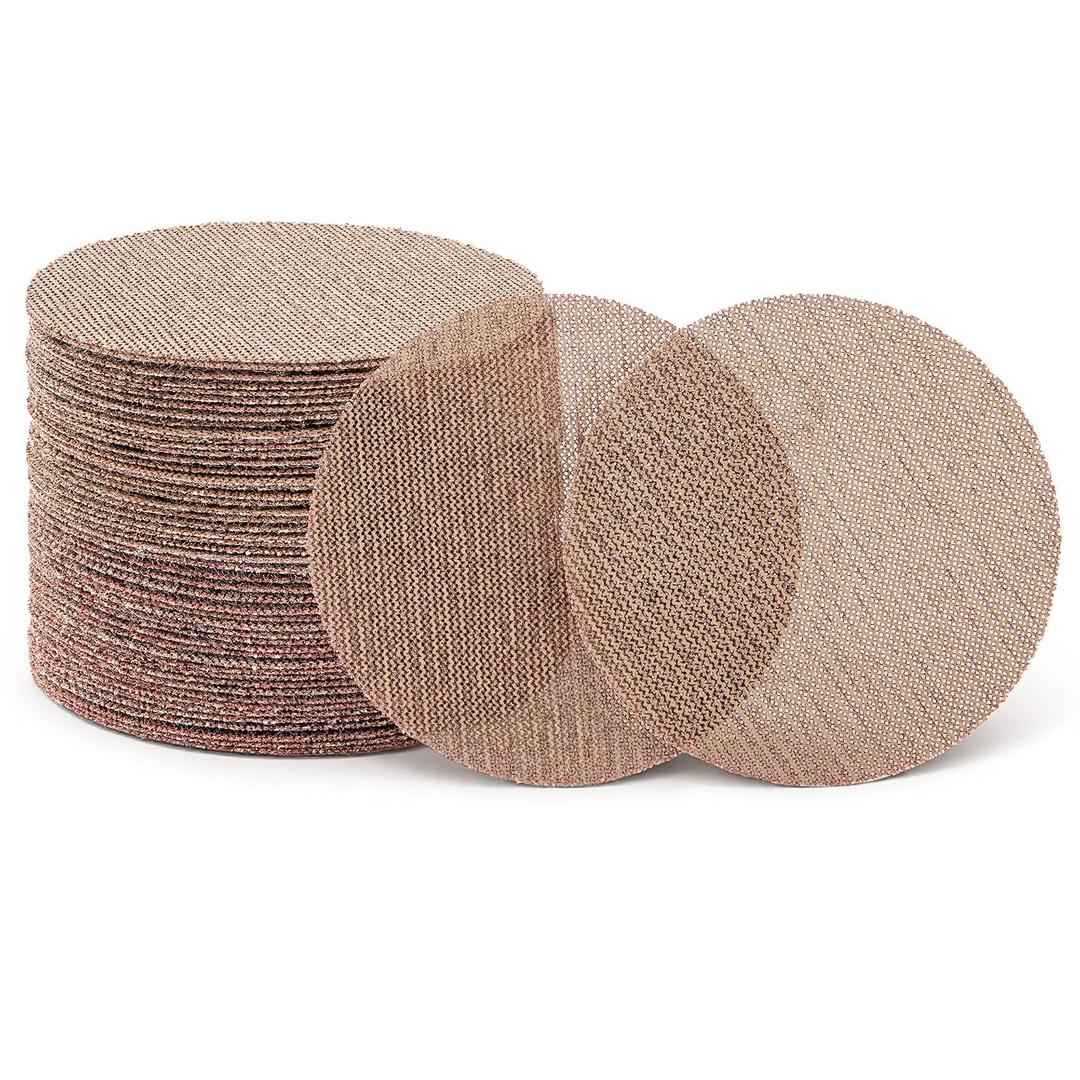 6 Inch Mesh Sanding Discs, 500 Grit, 25 Pack Hook and Loop Net Sandpaper | Dust-free anti-clog mesh, wet dry dual use, fits all 6-inch orbital pads for auto paint, wood, metal & drywall polishing