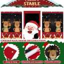4 Pcs Christmas Reindeer Stable Door Cover Cute Front Door Xmas Decorations Elk Reindeer Hanging Banner Backdrop for Home Decor Holiday Photo Booth Props