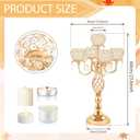 5-Arm Crystal Candelabra Centerpiece 23.2" Tall - Elegant Candle Holder Stand with Crystal Bowl, Chic Table Decor for Weddings, Parties, Anniversary & Home Decoration (4, Gold)