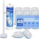 Disposable Toilet Cleaning Brush Kit with 48 Refill Heads, Long Handle Deep Clean Toilet Brush, All in One Bathroom Toilet Cleaner System for Household Apartment Daily Bathroom Cleaning