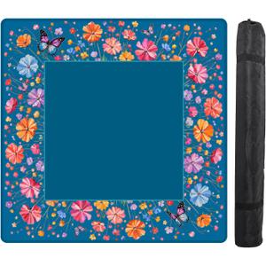 Teal Blue Vibrant Floral Butterfly Mahjong Mats for Table