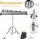 Professional 32 Note Glockenspiel Xylophone Bell Kit for beginner :Muted Practice Pad Percussion Kit for Adult, with Three Types of Drumsticks, Adjustable Stand&Carrying Bag