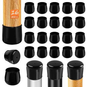 16pcs Chair Leg Protectors for Carpet, Round Chair Feet Glides Covers Caps Furniture Foot Sliders with Plastic Pads Damage-Free Move on Carpets (Fit:1-1/8"~1-7/16", Black)