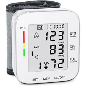 MMIZOO Wrist Blood Pressure Monitor Large LCD Display BP Machine Adjustable Cuff 5.31-7.68 inch Automatic 99x2 Sets Memory with Carrying Case for Home Use (W1681)