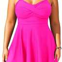 Aqua Eve Plus Size Two Piece Swimsuits for Women Tankini Bathing Suits Flowy Swim Dress with Shorts, 18W