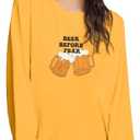 Oktoberfest Shirt Women German Bavarian Festival Tees Beer Drinking Long Sleeve Shirt (Yellow, L)