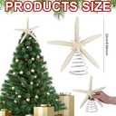 Lenwen Natural Starfish Christmas Tree Topper 8.7'' Beach Nautical Coastal Christmas Tree Topper Decoration Rustic Large Starfish Treetop Ornaments for Xmas Holiday Indoor Decor(White,Classic Style)