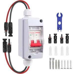 Solar Panel Disconnect Switch DC 500V Solar Circuit Breaker Box 32Amp IP65 Waterproof Miniature Circuit Breaker Solar PV Disconnect Switch Box Outdoor