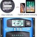 MPPT Solar Charge Controller 30A 12V/24V Auto Solar Panel Intelligent Regulator with Dual USB Port LCD Display for Lead Acid Batteries