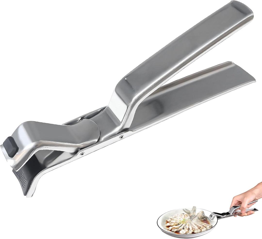 Stainless Steel Hot Plate Gripper Clips - Anti-Scald Multi-Purpose Tongs for Microwave, Oven, Air Fryer, Steamer, Pots & Bowls, Ergonomic Non-Slip Design for Secure Grip & Heat Protection