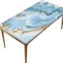 Pardick Sky Blue Marble Rectangle Fitted Tablecloth 5ft Rectangle Table Cover with Elastic Edge Wipeable Outdoor Table Cloths for Kitchen Dining Party Outdoor Picnic Holiday Decor 60" L X 30" W
