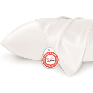 Bedsure Satin Pillowcase 2 Pack Similar to Silk Pillow Cases Standard Size, Pillow Case for Sleeping Women with Envelope Closure, Gifts for Women Men, Ivory, 20x26 Inches, 2 Pack