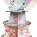 Pink Elephant Cupcake Stand for 24 Cupcakes Baby Girl Baby Shower Decorations 3 Tiered Elephant Dessert Cake Table Displays Eelephant Birthday Party Decorations for Girl