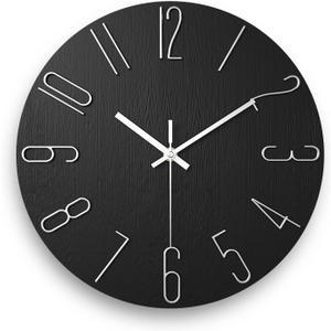 Wall Clock, Silent Clock, Wall Clocks Battery Operated 12 inch Modern Wall Clock, Suitable for Offices, Living Rooms, Kitchens, Homes, Schools (Black)