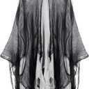 Geyoga Grim Reaper Costume Scary Hooded Cape Witch Costume Hooded Cape for Adult Women Man Cosplay Props (Large, Gray)