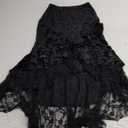 Verdusa Women's Goth Gothic Lace Fishtail Skirts Ruffle Bodycon Long Skirt Vampire Halloween Costume Small