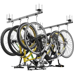 640Lbs Bike Rack Garage Ceiling with 8 Hooks, Bike Hangers for Garage, Ceiling Mount Bicycle Storage, Metal Black 2pcs Set Indoor Use for 8 Bicycles (46")