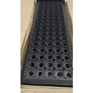 Ottomanson Indoor/Outdoor Hose-Wash Holes Design Non-Slip Rubber 10" x 30" Modern Stair Treads for Stairs, Garage, Patio, 5 Pack, Black Holes