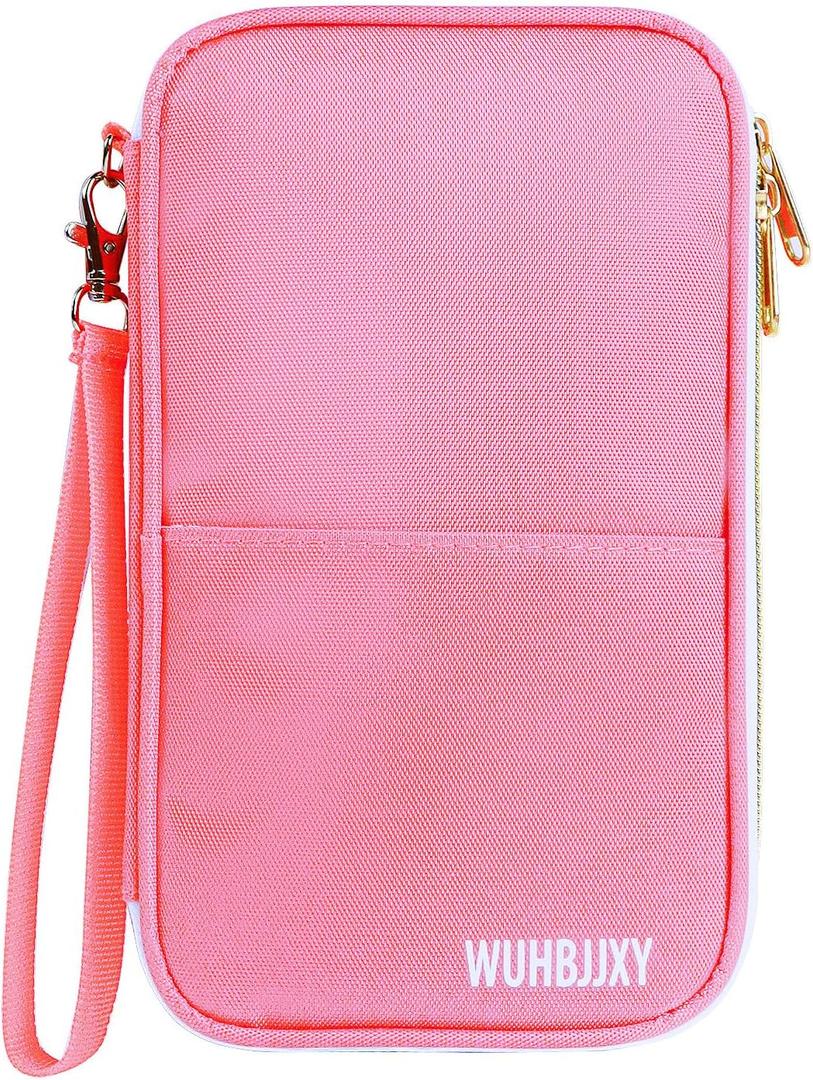 Multifunctional, Practical, RFID Family Passport holder, Travel Wallet (Pink), Travel Document Organizer, Passport Bag, Three-layer Design, Multiple PocketsBig Storage