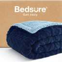 Bedsure Gentlesoft Sherpa Fleece Throw Blanket for Couch - Fluffy & Cozy Cable Jacquard Tufted Throw for Women Gift, Thick and Warm Christmas Blanket for Winter, Navy, 50x60 Inches