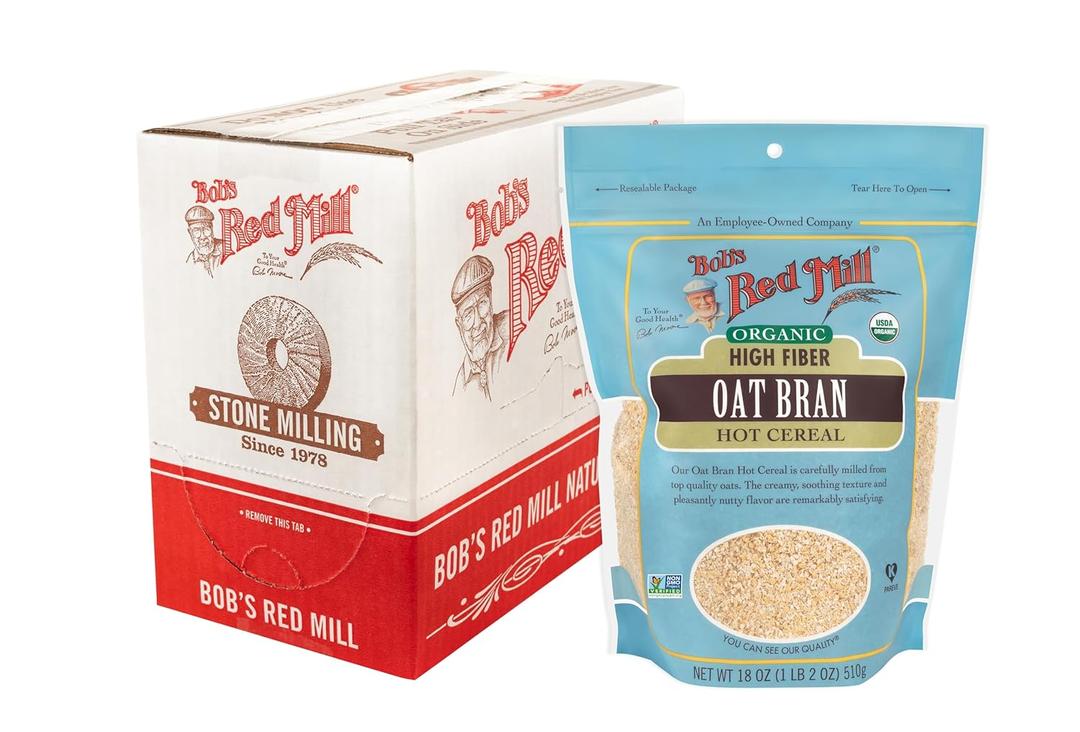 Bob's Red Mill Organic Oat Bran, 18oz (Pack of 4) - Non GMO, Vegan, Kosher (EXP 08/04/26)