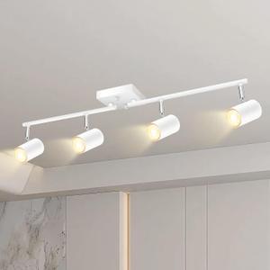 BoostArea 4-Light Track Lighting Kit, Modern Track Lighting Fixtures Ceiling, Rotatable Light Heads, Flush Mount Ceiling Spotlight, White Track Lighting for Living Room/Bedroom, GU10 Bulb Not Included BoostArea 4-Light Track Lighting Kit, Modern Track Lighting Fixtures Ceiling, Rotatable Light Heads, Flush Mount Ceiling Spotlight, White Track Lighting for Living Room/Bedroom, GU10 Bulb Not Included