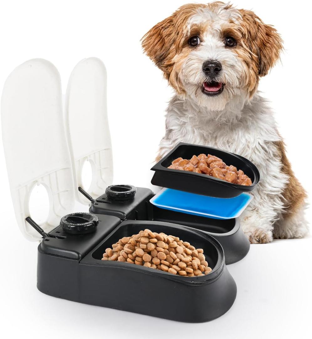 PAWISE Automatic Cat Feeders 2 Meal Automatic Dog Feeder,Dog/Cat Food Dispenser 1.5 Cups, Schedule Meal or Treat, with 48-Hour Timer