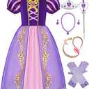 Aoiviss Girls Princess Costume Purple Princess Dresses for Little Girls Fancy Dress Up Clothes for Halloween Cosplay Party, 3T