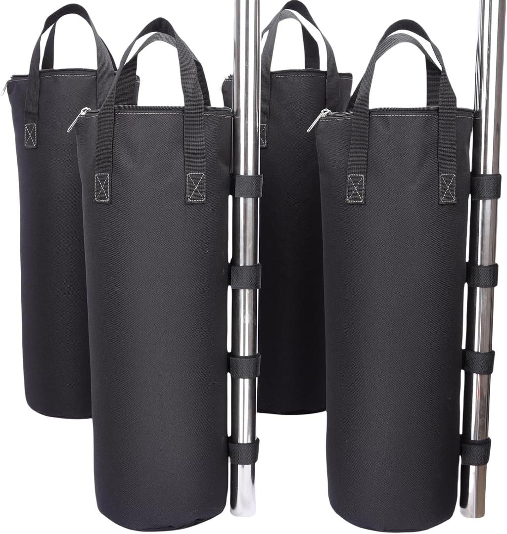 160 LBS Extra Large Sand Bags for Canopy Legs (Without Sand), Zipper Top Sandbags for Weight Set of 4 (Black)