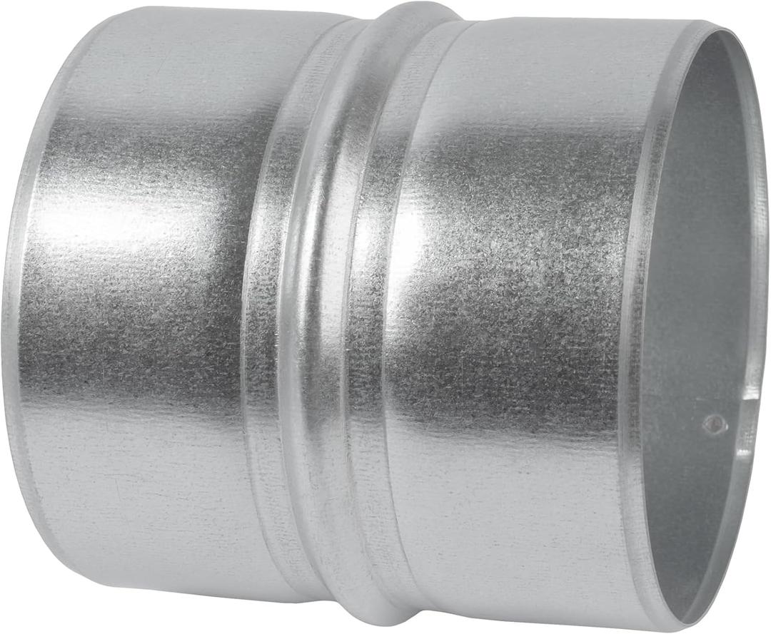 Vent Systems 4'' Inch Galvanized Steel Duct Connector - Round Ventilation Duct Extension - Metal Vent Coupler - Metal Hose Coupling - Galvanised Pipe Connector - Dryer Vent Connector