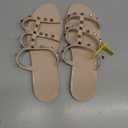 Women Flats Sandals, Studded Jelly Shoes Size 9 Red Dressy Summer Beach Rivets Strappy Jellies Slide Slip On Open Toes (7, Beige)