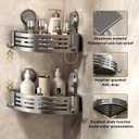 VOLPONE Shower Caddy Corner Suction Cup Shelf Corner No Drilling Bathroom Shower Organizer Storage Rack Adhesive (3-Pack, gray)