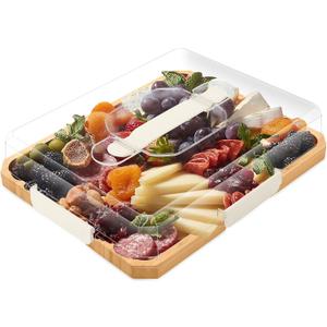 Charcuterie Board with Lid, Travel Portable Snackle Box Charcuterie Container Bamboo Cutting Boards for Candy Fruits Nuts Snacks, House Warming Gifts for Women