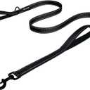 Heavy Duty Dog Leash - 2 Handles by Padded Traffic Handle for Extra Control, 6foot Long - Perfect for Medium to Large Dogs (6 ft, Black)