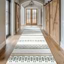 BESTSWEETIE 2x6 Area Rugs for Living Room Washable Moroccan Farmhouse Neutral Geometric Low Pile Non-Slip Soft Print Pattern Rug for Bedroom Kitchen Dining Room Entryway Green/Brown