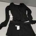 Womens 2 Piece Y2K Pajamas Set Long Sleeve Cropped Top Button Down V Neck Slim Fitted Shorts PJs Outfits Lounge Sets (X-Small, Black)