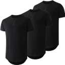 JMIERR Mens 3 Pack Cotton Hipster Hip Hop Longline Crewneck T-Shirt (XX-Large)